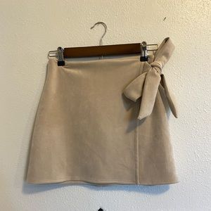 Nanamacs beige suede mini skirt with side tie